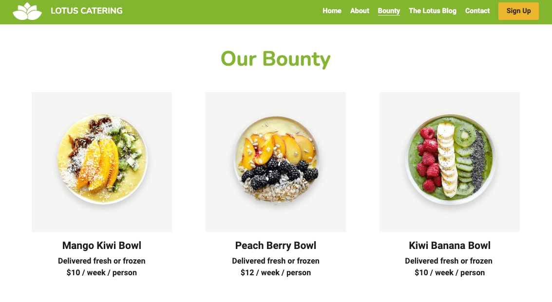 null Lotus Catering Ecommerce Website Design